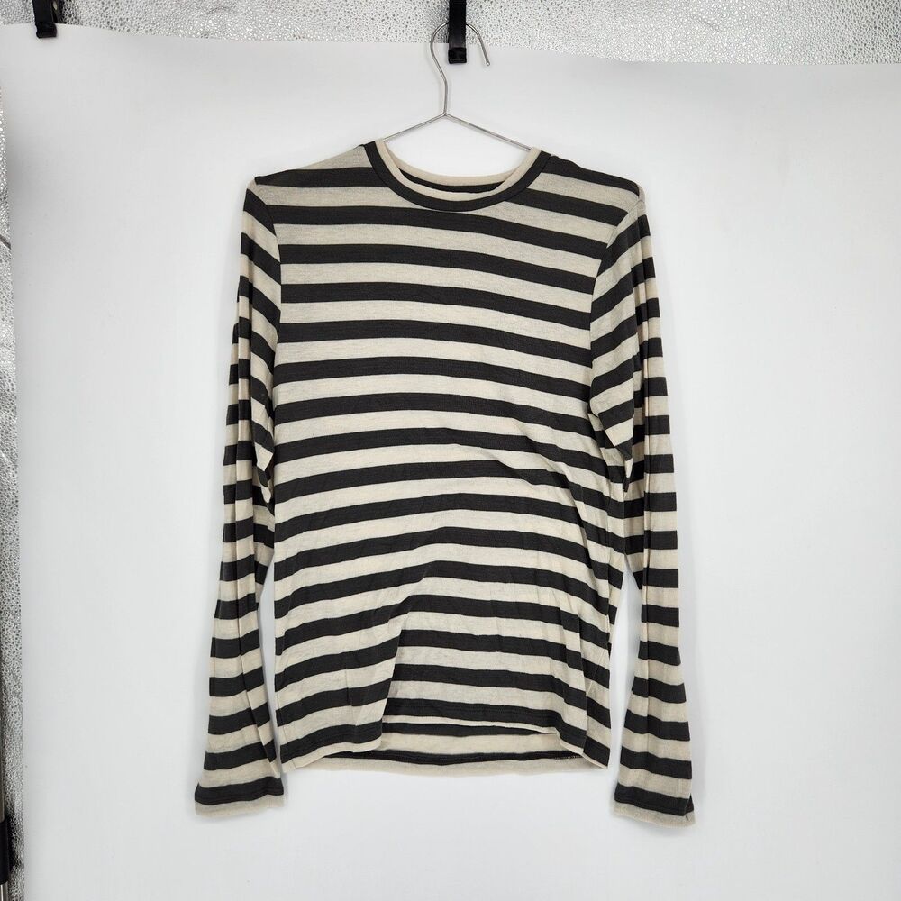 ZHrill Women's Small White Black Striped Long Sleeve Crewneck Shirt